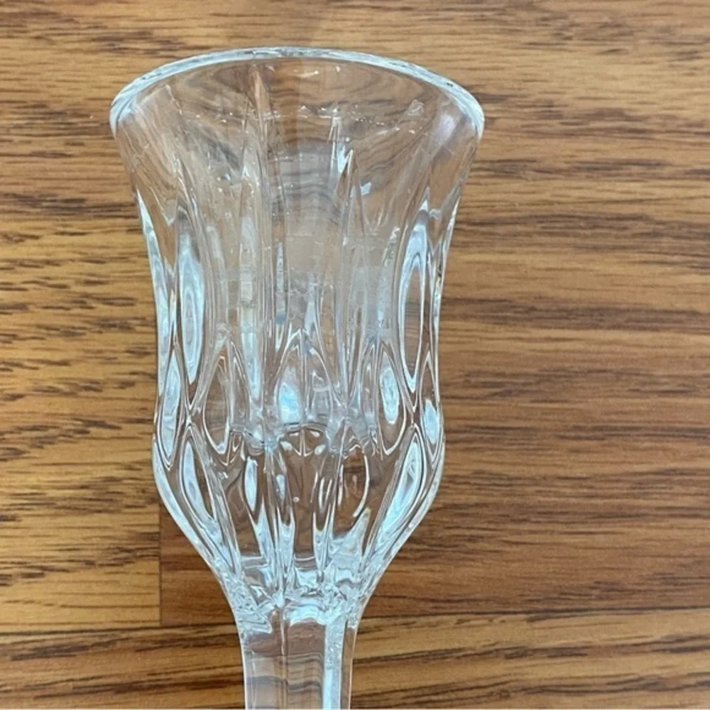 Mikasa Crystal Glass Icicles Tulip Shaped Candle Holders Set of 2 NWOT